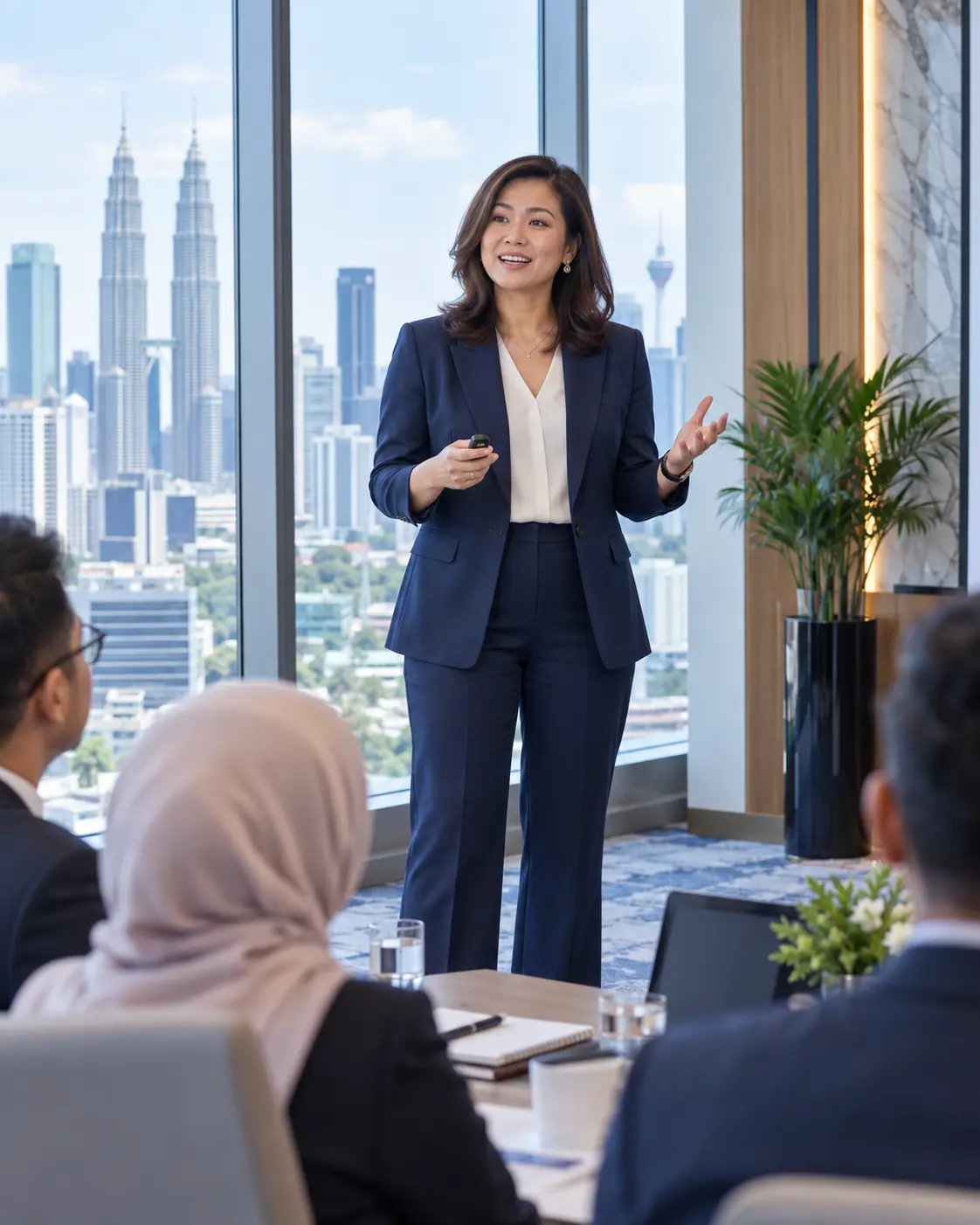 Professional delivering a presentation during corporate training