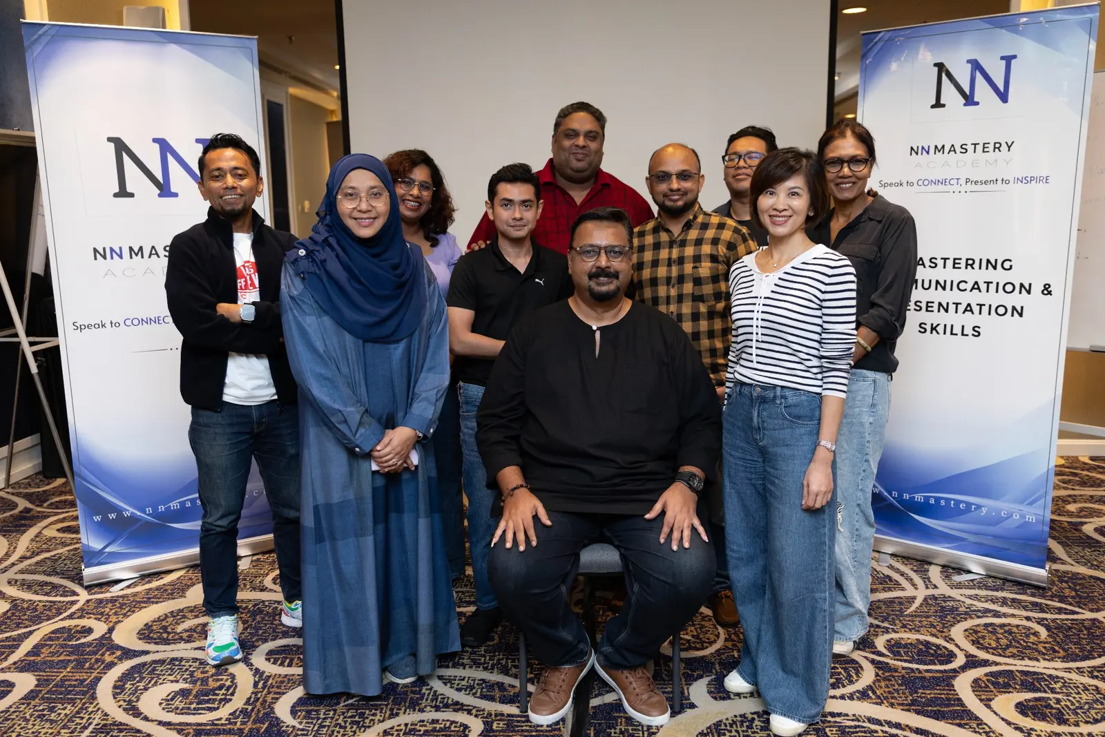 Navin Nair with NN Mastery Academy participants after a practical training workshop